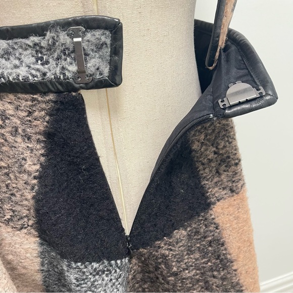 RARE 2010 3.1 Phillip Lim Trapezoid Leather Binding Brown Plaid Skirt Size 6 - Picture 10 of 15